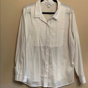 White XXL pleated front Dress Shirt